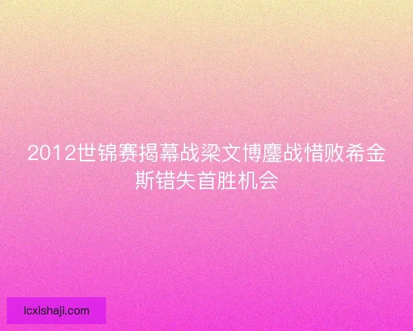 2012世锦赛揭幕战梁文博鏖战惜败希金斯错失首胜机会