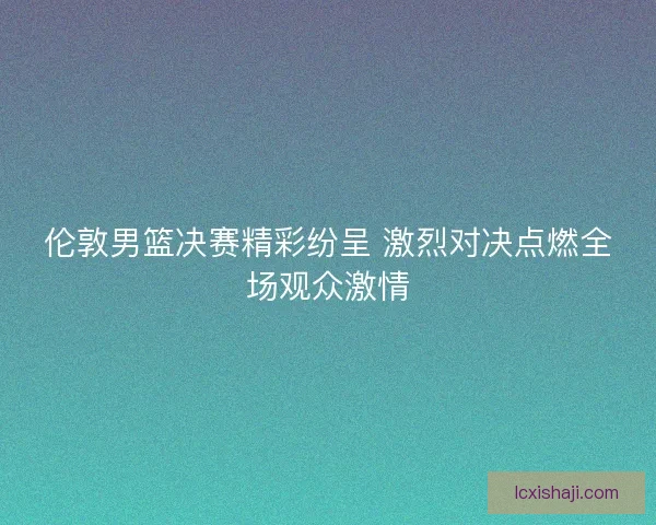伦敦男篮决赛精彩纷呈 激烈对决点燃全场观众激情